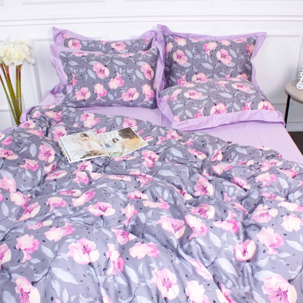 Фото - Комплект постільної білизни MirSon Satin print Elit Aster 143х210х2 см (2200005393864)